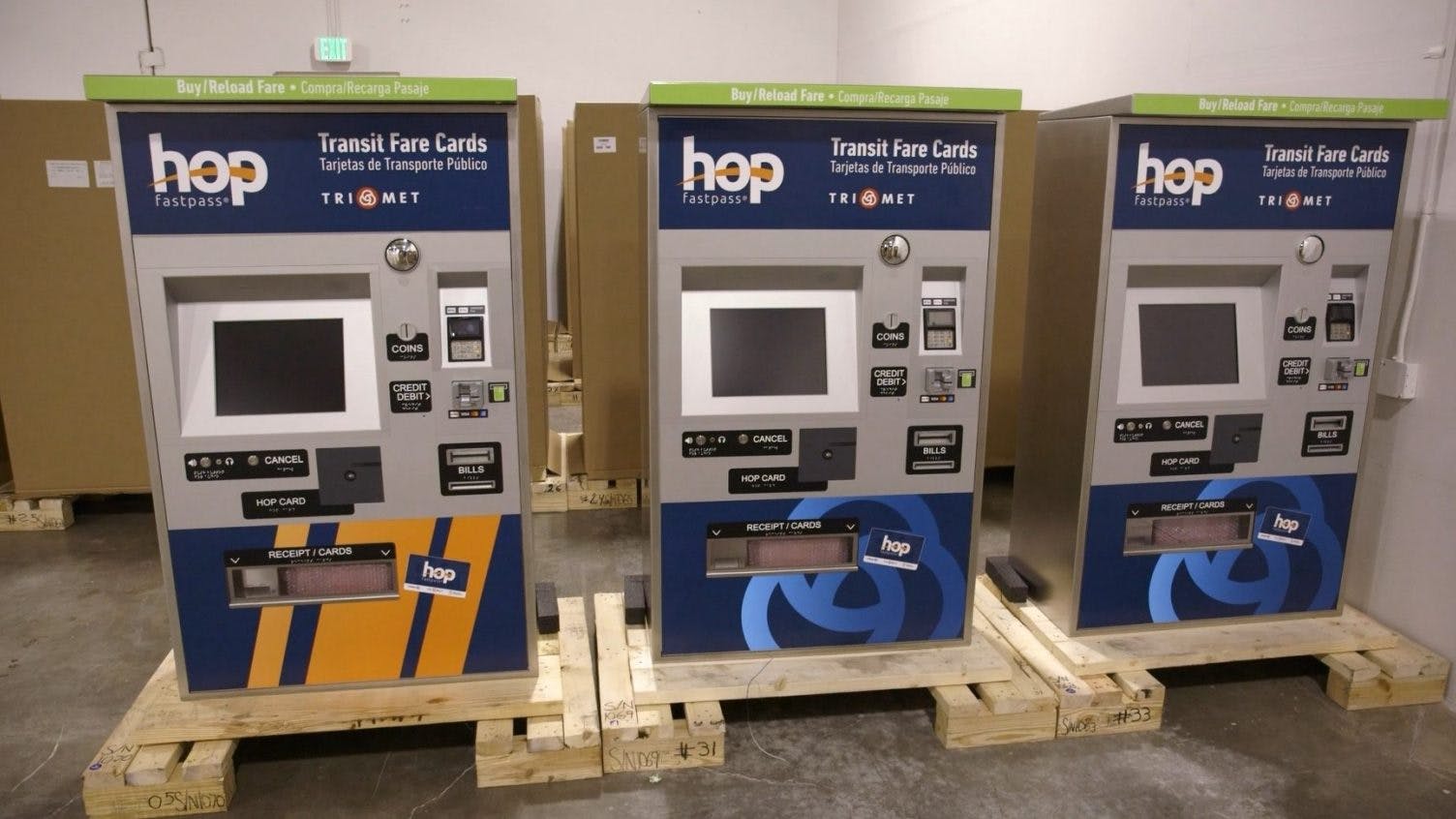 Hop fare touchscreen vending machines.