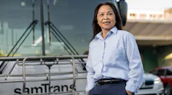 A SamTrans bus operator.
