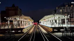 Lighting upgrades performed as part of CTA's Refresh & Renew program; left shows the platform lighting at Belmont Station before upgrades, while the right side has the new lighting installed.