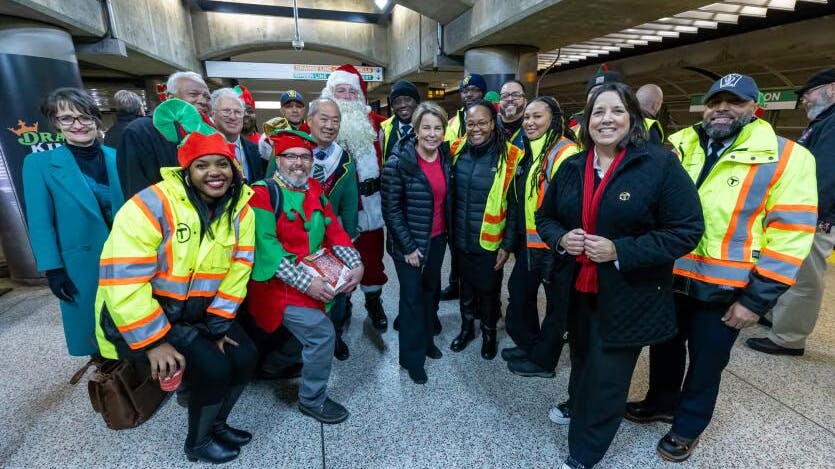 MBTA and MassDOT officials celebrate the completion of the Track Improvement Program.