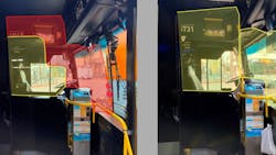 This photo illustration shows the difference between the old barriers and new barriers. At left the area outlined in yellow are the older barriers — leave the area in red open. At right, the new barriers block the entire area in yellow. This photo illustration shows the difference between the old barriers and new barriers. At left the area outlined in yellow are the older barriers — leave the area in red open. At right, the new barriers block the entire area in yellow.