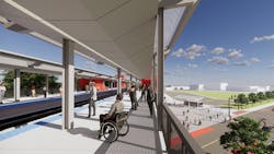 A rendering of the Michigan Ave station platform view. A rendering of the Michigan Ave station platform view.