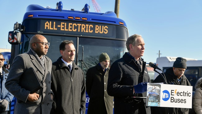 The MTA's new 40-foot buses will help to reduce greenhouse gas emissions through lightweight electric traction drive systems.