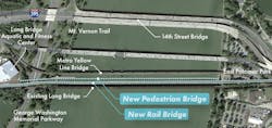 project map shows where new rail bridge and new pedestrian bridge connect to current infrastructure project map shows where new rail bridge and new pedestrian bridge connect to current infrastructure