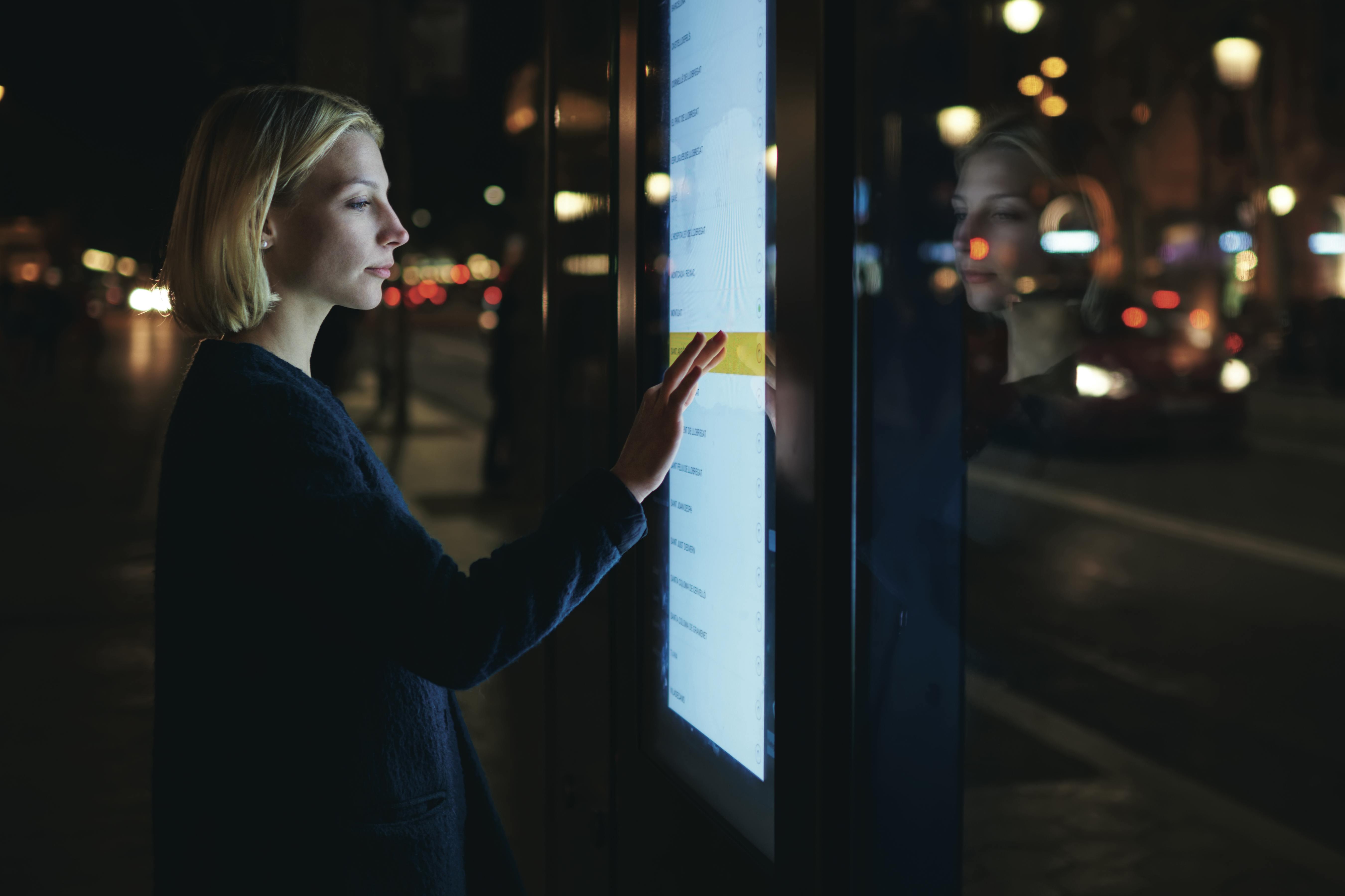 Bus stop signage and display.