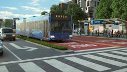 A rendering of TransLink's BRT route. A rendering of TransLink's BRT route.