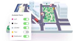 graphic of city streets with various vehicles on the road showing TNC connectivity graphic of city streets with various vehicles on the road showing TNC connectivity