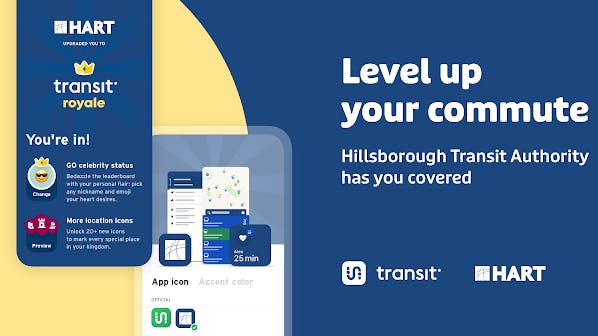 HART riders will now have access to Transit Royale&rsquo; premium features which offers better real-time travel information and opportunities to customize the app&rsquo;s features.
