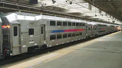 A NJ Transit multilevel II vehicle truck.
