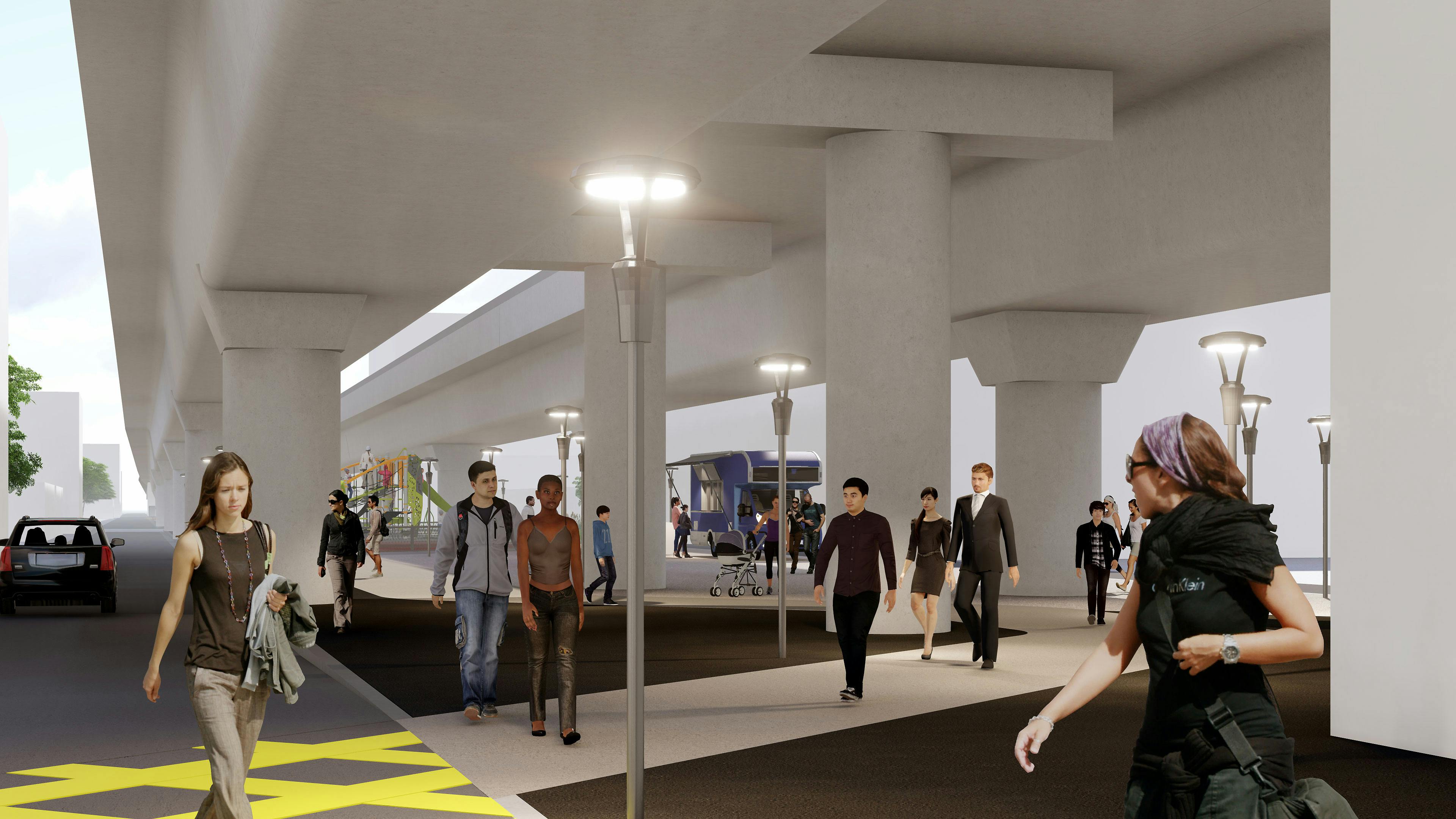 Chicago Transit Authority has released its final development concepts for the space under the new &lsquo;L&rsquo; tracks between the Lawrence and Bryn Mawr stations.