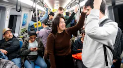 Riders on a BART train.