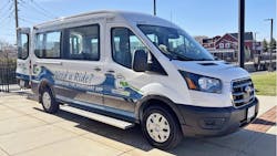 SmartDART van with blue wave printing on side SmartDART van with blue wave printing on side