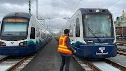 Sound Transit's wig-wag train pilot entered service on March 11. Sound Transit's wig-wag train pilot entered service on March 11.