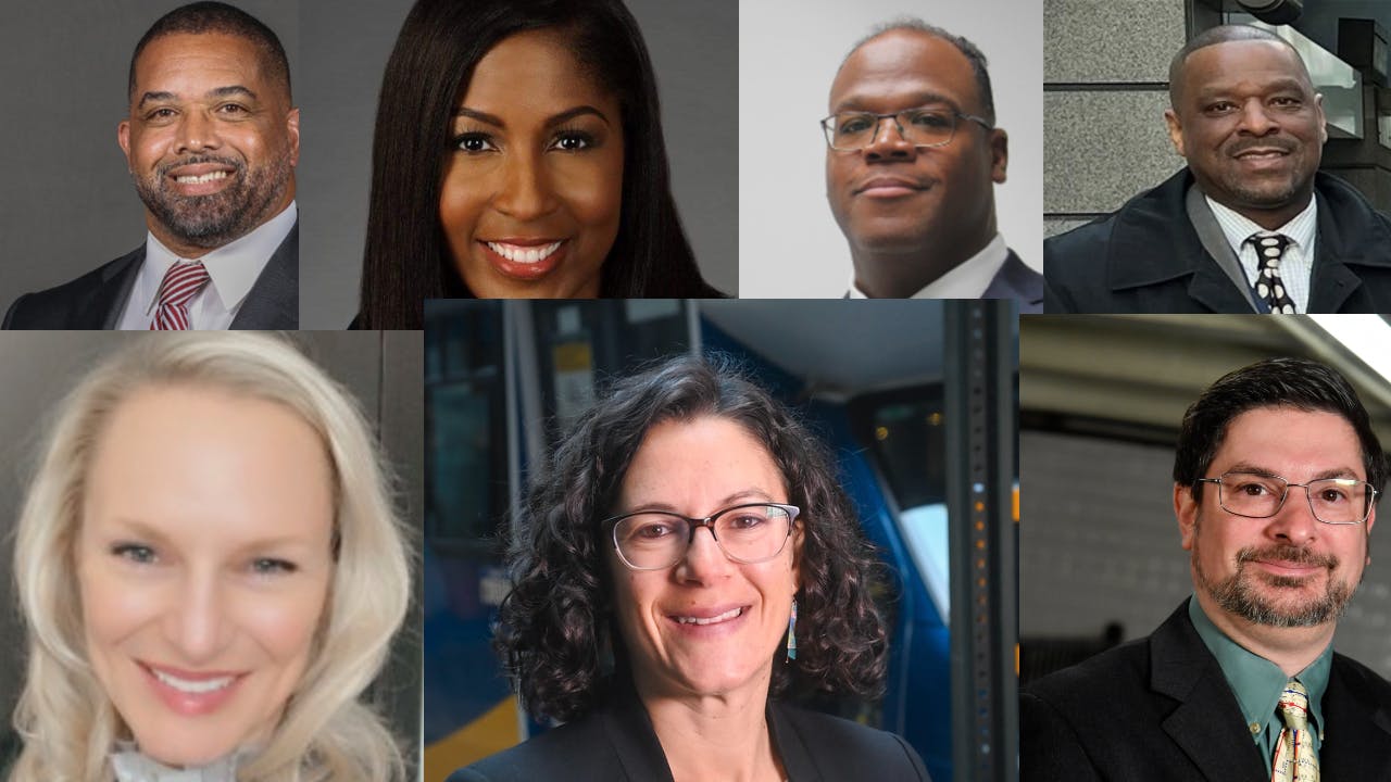 Top row: Steven Parker, LaShanda Dawkins, Jonathan Hunt, Bernard Jackson. Bottom row: Lori A. Winfree, Rachel Cohen, Bill Amarosa Jr.,