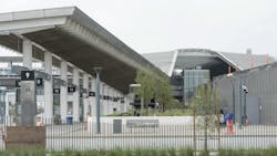 Front of LAX Metro Transit Center with large bus canopy Front of LAX Metro Transit Center with large bus canopy