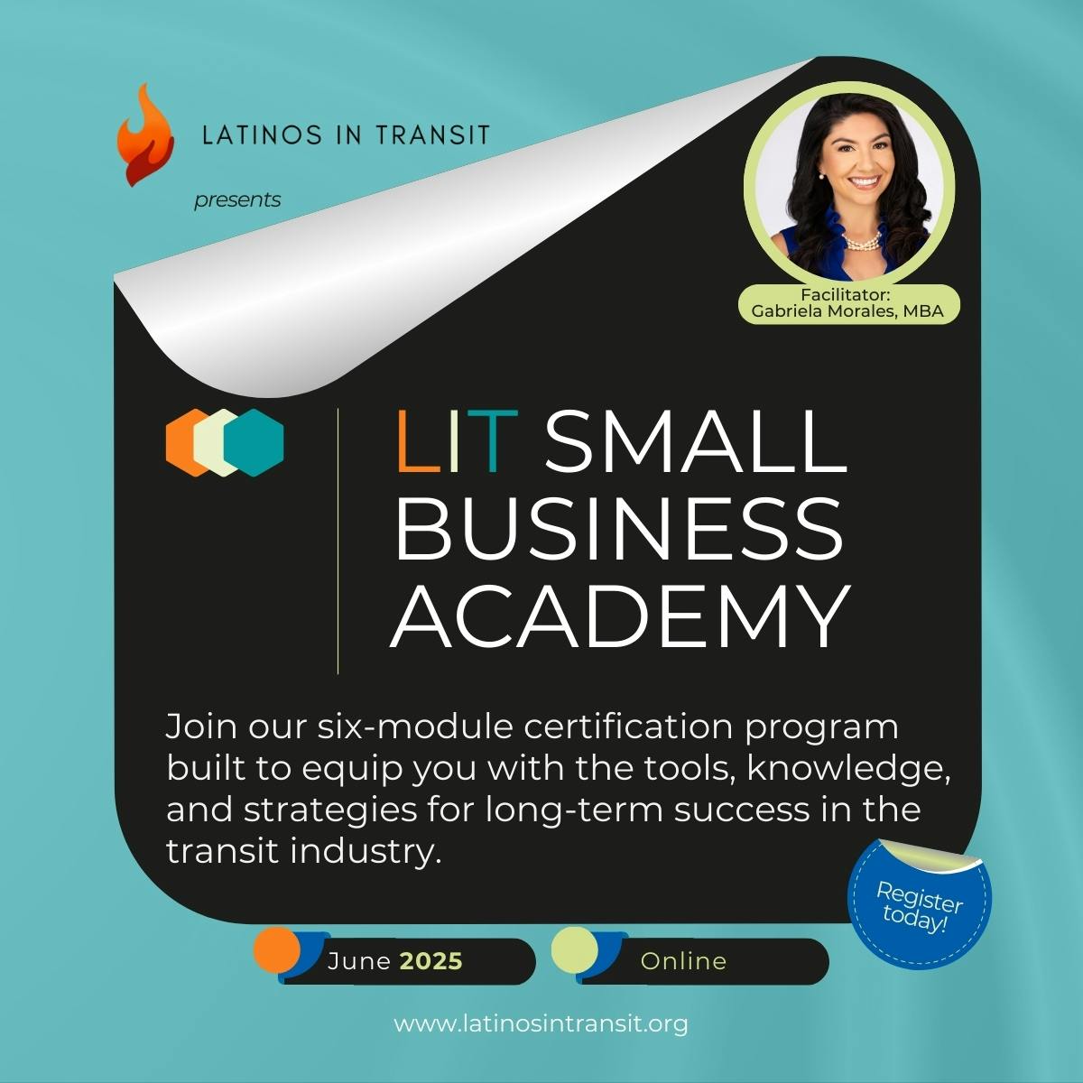 Latinos in Transit Small Business Academy flyer.