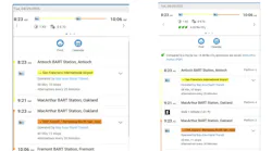 BART trip planner shows station and trip information with platform number on the right
