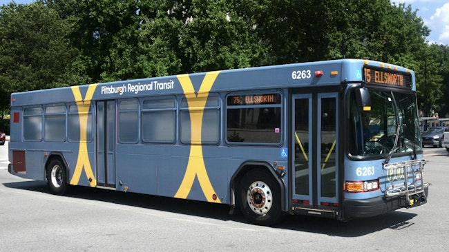 PRT bus parked in parking lot