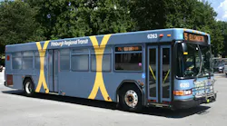 PRT bus parked in parking lot