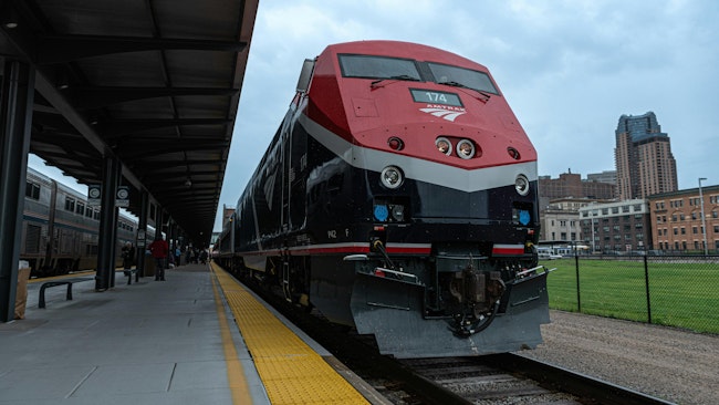 Amtrak borealis train parks at platform