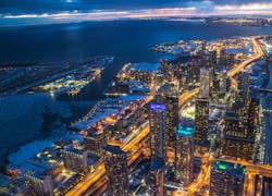 Toronto skyline at night from birds eye view Toronto skyline at night from birds eye view