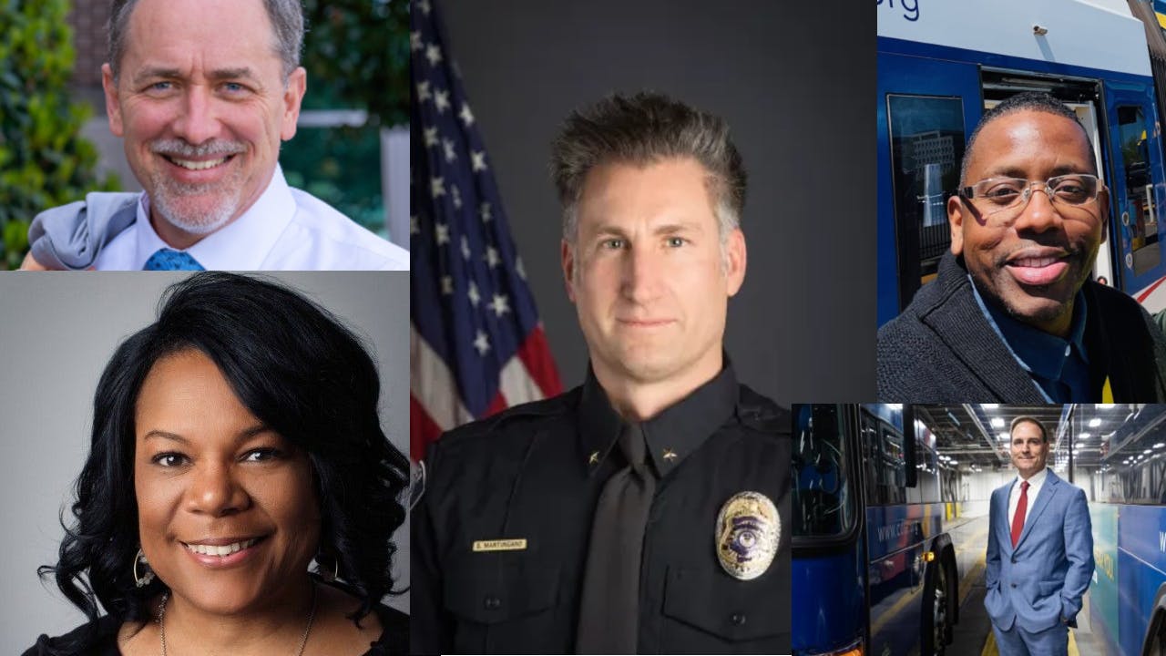 Brian Smith (top left), Steve Martingano (middle), Ronald Forrest (top right), Daphne Cross (bottom left) and Frank Annicaro (bottom right).