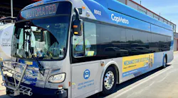 CapMetro bus parked in Bus yard