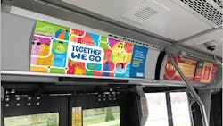 An example of how Together We Go artwork will look inside Muni buses. An example of how Together We Go artwork will look inside Muni buses.