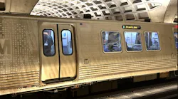 WMATA train parks at a station underground