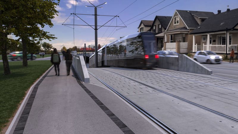 The future King Street East underpass will allow light rail vehicles to travel beneath the existing Canadian Pacific Kansas City rail line. Separating the two lines will help ensure reliable, continuous service along the LRT route, providing customers with a smooth and convenient journey.