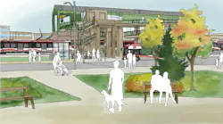 illustration concept of Franklin Station Area with housing and mixed-use development
