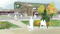 illustration concept of Franklin Station Area with housing and mixed-use development illustration concept of Franklin Station Area with housing and mixed-use development