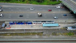 A drone shot of the NE 82nd Ave. MAX Station project. A drone shot of the NE 82nd Ave. MAX Station project.