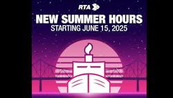 purple and pink graphic with ferry and bridge that says new summer hours starting June 15 2025 purple and pink graphic with ferry and bridge that says new summer hours starting June 15 2025