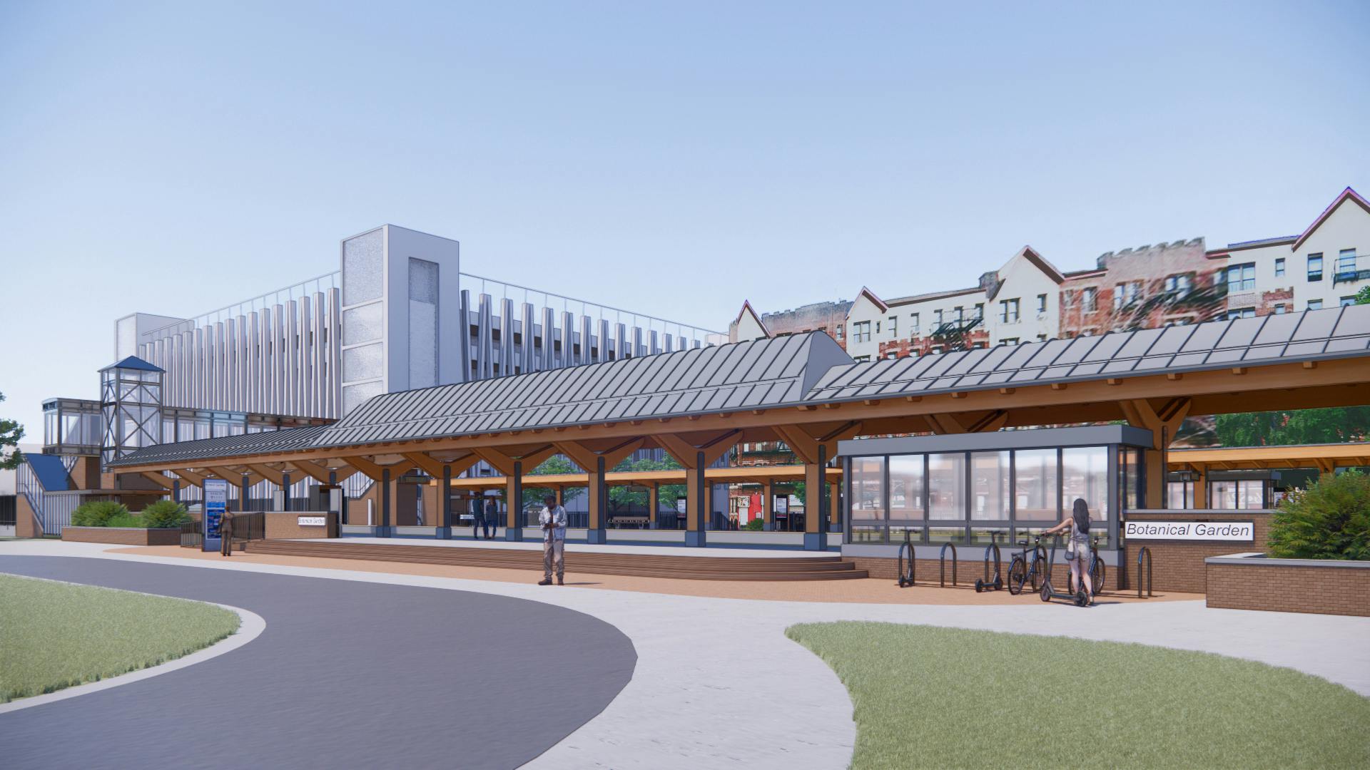 rendering of botanical garden station with new platform and canopy