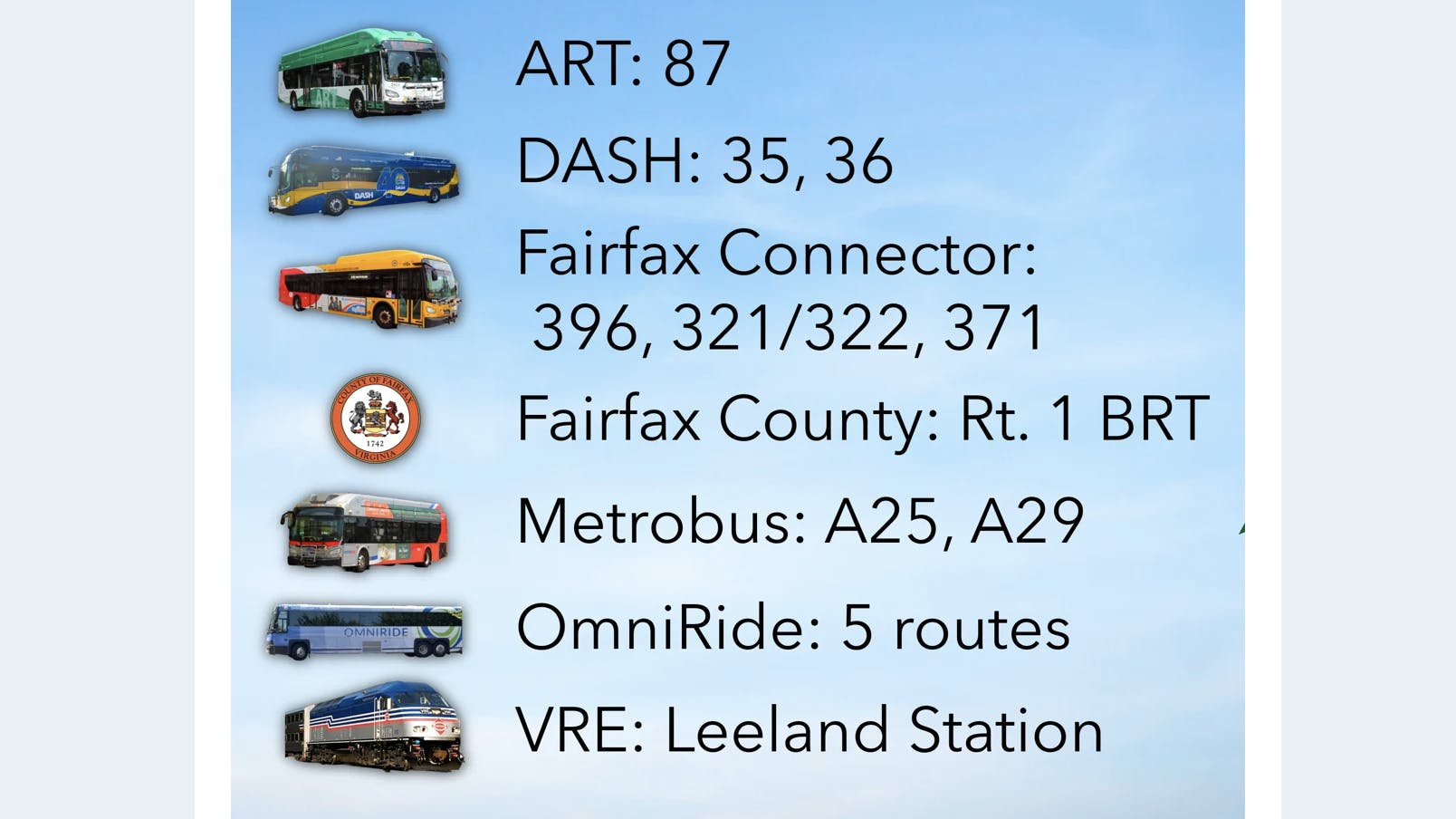 graphic with cut outs of buses and trains lined up with the agency name and project name