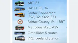 graphic with cut outs of buses and trains lined up with the agency name and project name