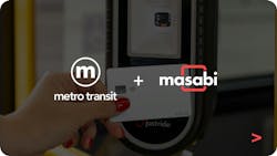The city of Madison, Wis.,'s Metro Transit and Masabi logos. The city of Madison, Wis.,'s Metro Transit and Masabi logos.