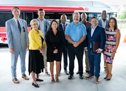 JTA officials celebrate the launch of the Ride to Train pilot. JTA officials celebrate the launch of the Ride to Train pilot.