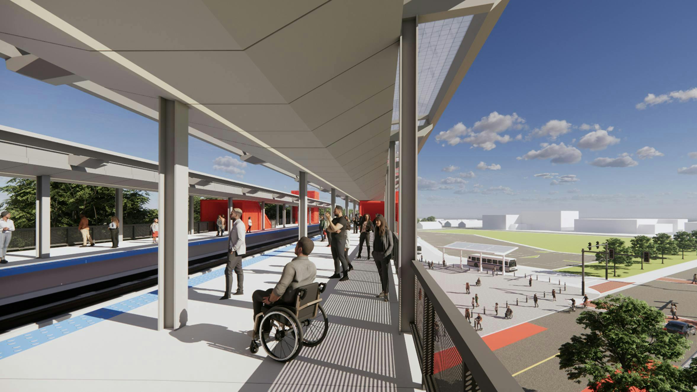A rendering of the Michigan Avenue station platform view.