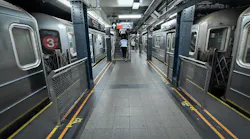 subway barriers on either side in underground MTA subway station