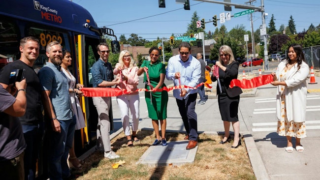 SDOT and King County Metro cut the ribbon on the expanded 24/7 bus lanes along Aurora Ave North corridor.