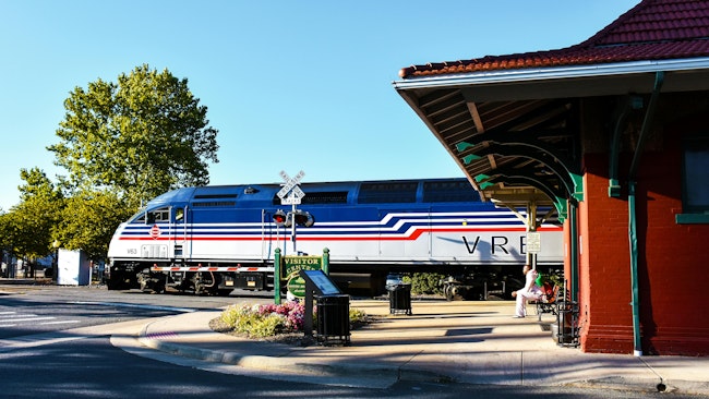 Virginia Railway Express Train at Manassas Train Station in Manassas, Va.
