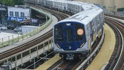 R211 train car on the B Line in the Bronx, New York R211 train car on the B Line in the Bronx, New York