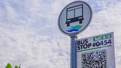 One of the smart stop bus signs.