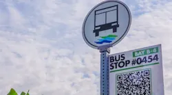 One of the smart stop bus signs.