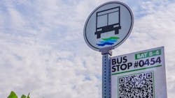 One of the smart stop bus signs. One of the smart stop bus signs.
