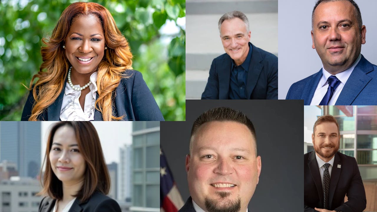 Dr. Malika Reed Wilkins (top left), Jeff Meilbeck (top middle), Costin Corneanu (top right), MinhChau Corr (bottom left), Greg Smith (bottom middle) and Reed Lanham (bottom right).