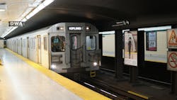 A TTC line 2 subway train arriving at Christie Station in Toronto, Canada. A TTC line 2 subway train arriving at Christie Station in Toronto, Canada.