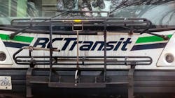 A close crop in on the front logo of a BC Transit bus. A close crop in on the front logo of a BC Transit bus.